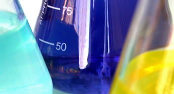 coloured liquids in flasks
